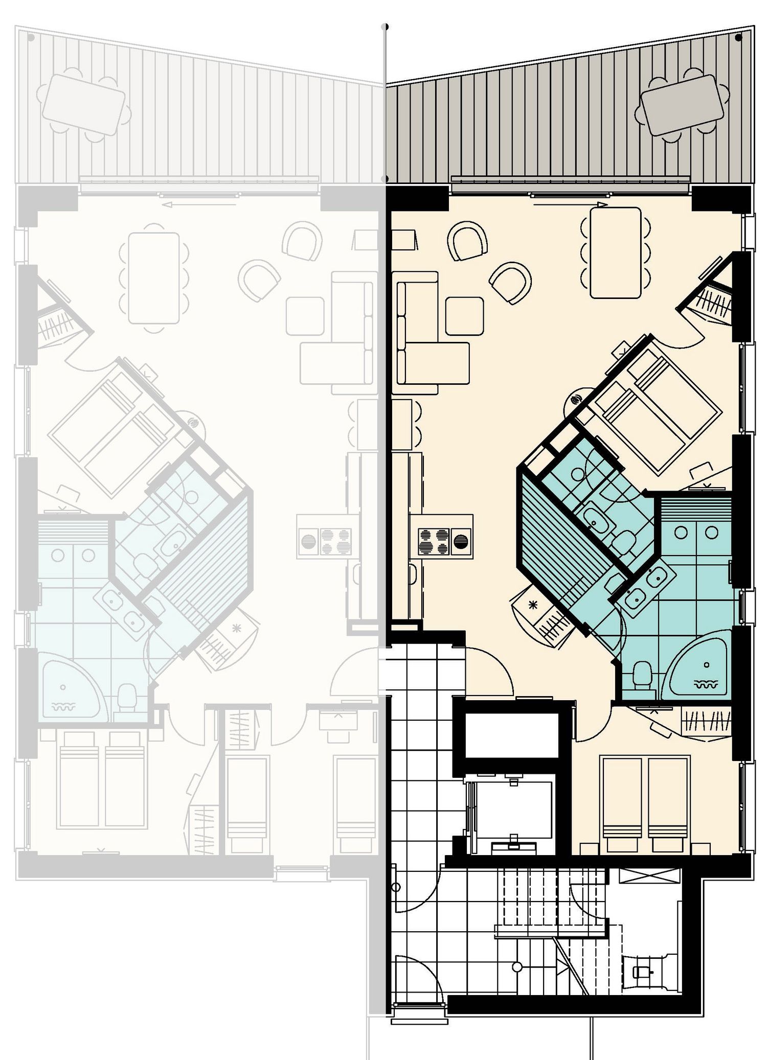 Wohnungstyp 4+2 SWD in der Wasservilla